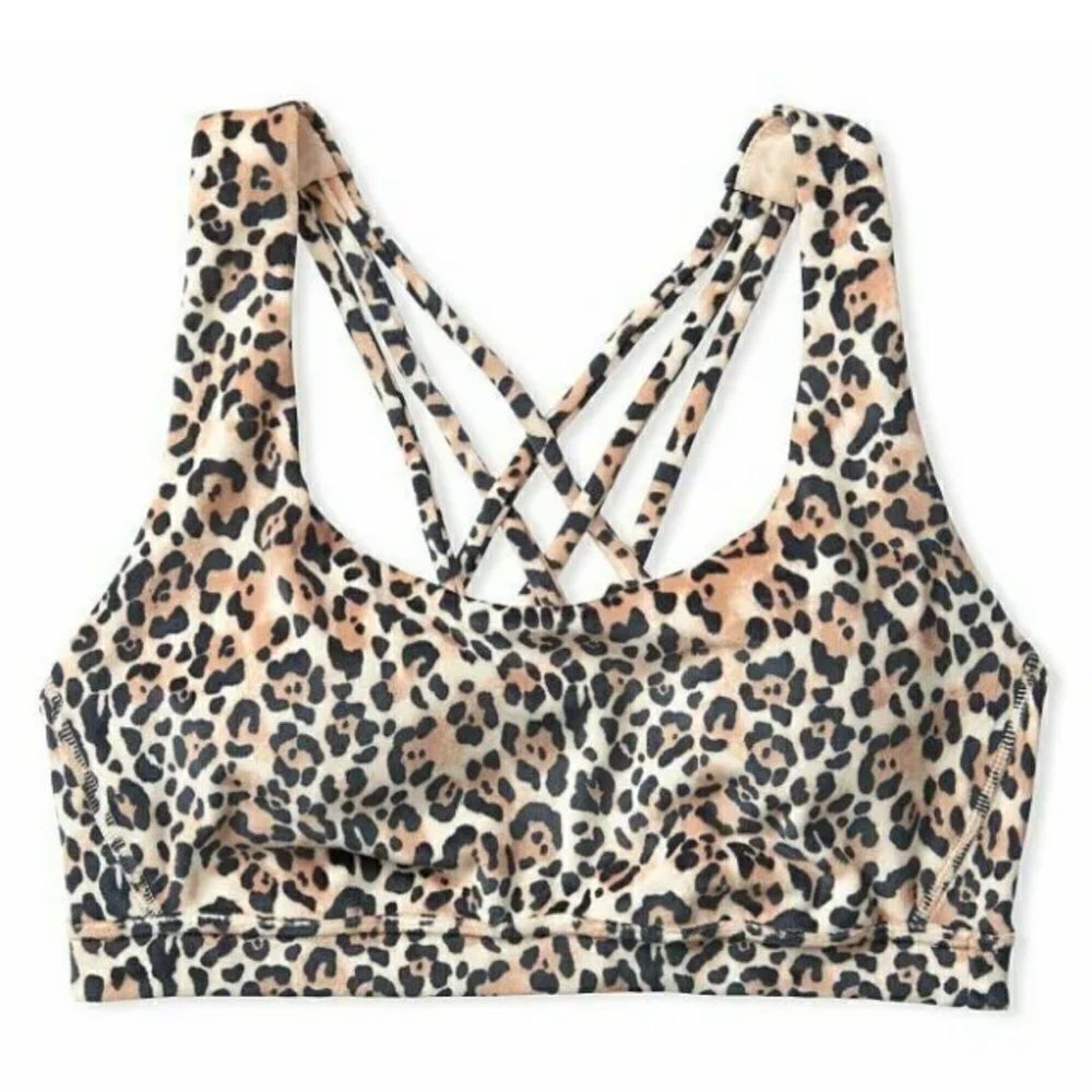 Victoria’s Secret Strappy Back Light Impact Velour padded sport bra animal print